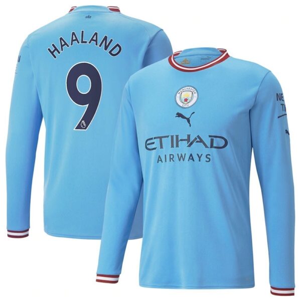 MAILLOT MANCHESTER CITY DOMICILE MANCHES LONGUES HAALAND 2022-2023