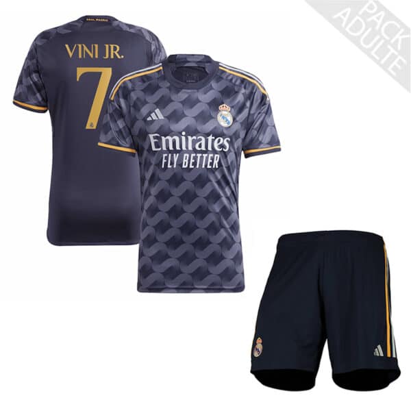 PACK REAL MADRID EXTERIEUR VINI JUNIOR ADULTE 2023-2024